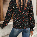 Frenchy Blusa Floral Con Panel De Malla Bordado En La Parte Posterior