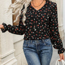 Frenchy Blusa Floral Con Panel De Malla Bordado En La Parte Posterior