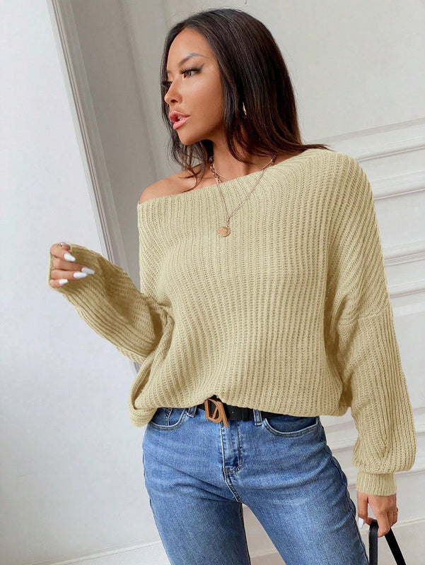 Essnce Sueter Holgado De Manga Murcielago De Color Solido Para Mujer
