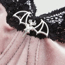 ROMWE Goth Conjunto De Lenceria De Terciopelo Y Encaje Con Anillo De Acero Para El Dia De San Valentin