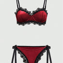 ROMWE Goth Conjunto De Sujetador Con Cable Y Bragas De Encaje Y Terciopelo