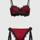 ROMWE Goth Conjunto De Sujetador Con Cable Y Bragas De Encaje Y Terciopelo