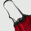ROMWE Goth Conjunto De Sujetador Con Cable Y Bragas De Encaje Y Terciopelo