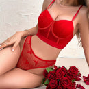 Conjunto De Sujetador Con Aros De Malla Para Mujer (dia De San Valentin)