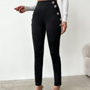 Pantalones ajustados de talle alto con diseno de boton
