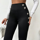 Pantalones ajustados de talle alto con diseno de boton
