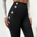 Pantalones ajustados de talle alto con diseno de boton