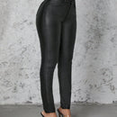 SXY Pantalones de mujer sencillos y casuales de un solo color con ajuste delgado