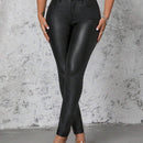 SXY Pantalones de mujer sencillos y casuales de un solo color con ajuste delgado