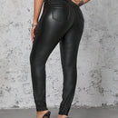 SXY Pantalones de mujer sencillos y casuales de un solo color con ajuste delgado