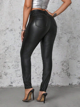 SXY Pantalones de mujer sencillos y casuales de un solo color con ajuste delgado