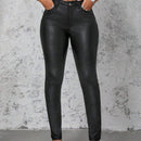 SXY Pantalones de mujer sencillos y casuales de un solo color con ajuste delgado