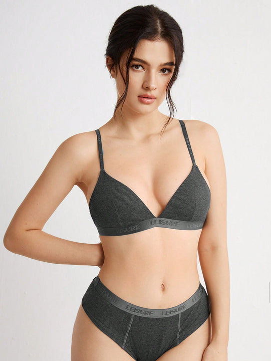 Leisure solido inalambrico sujetador de tejido de punto acanalado