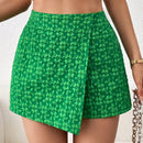 Essnce Shorts Con Apariencia De Falda De Jacquard Para Mujeres