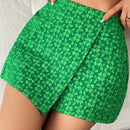 Essnce Shorts Con Apariencia De Falda De Jacquard Para Mujeres