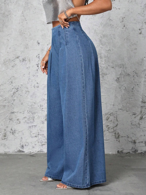 Jeans De Pierna Ancha Para Mujer