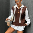 EZwear Chaleco Tipo Sueter A Rayas Para Mujer