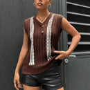 EZwear Chaleco Tipo Sueter A Rayas Para Mujer