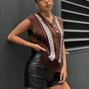 EZwear Chaleco Tipo Sueter A Rayas Para Mujer