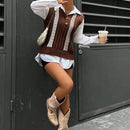 EZwear Chaleco Tipo Sueter A Rayas Para Mujer