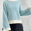 EZwear Sueter Casual De Manga Larga Con Cuello Alto Y Bloques De Color