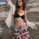 BohoFeels Shorts Estampados Estilo Vacacional Con Bolsillos Diagonales