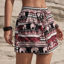 BohoFeels Shorts Estampados Estilo Vacacional Con Bolsillos Diagonales