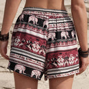 BohoFeels Shorts Estampados Estilo Vacacional Con Bolsillos Diagonales