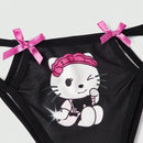 ROMWE Kawaii Conjunto De Bralette De Cuello Halter Con Estampado De Gato Animado Para Mujer