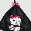 ROMWE Kawaii Conjunto De Bralette De Cuello Halter Con Estampado De Gato Animado Para Mujer