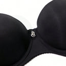 1 Pieza Sujetador Acolchado Sin Costuras Negro Con Soporte Y Diseno Sin Espalda Con Correas Transparentes