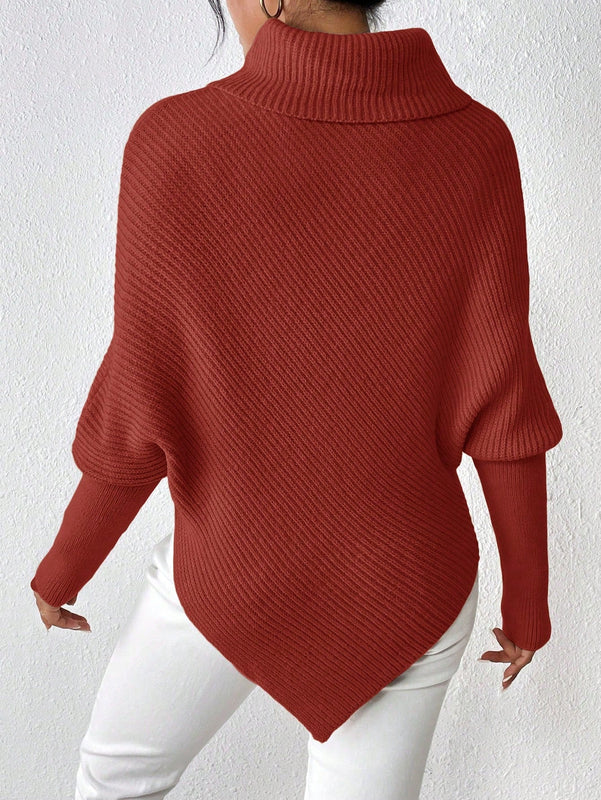 Essnce Sueter De Manga Murcielago Con Cuello Alto De Color Solido