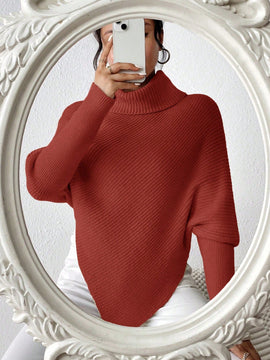 Essnce Sueter De Manga Murcielago Con Cuello Alto De Color Solido