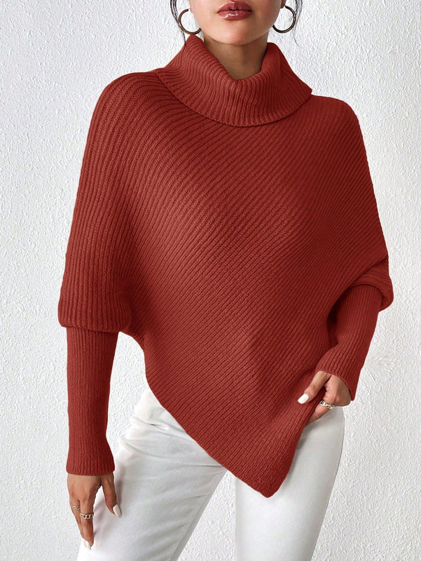 Essnce Sueter De Manga Murcielago Con Cuello Alto De Color Solido