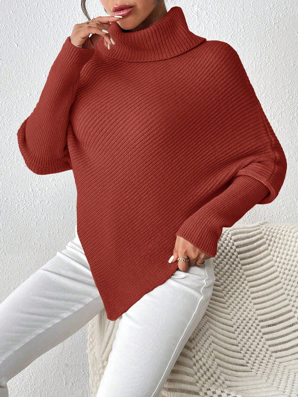 Essnce Sueter De Manga Murcielago Con Cuello Alto De Color Solido