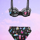 ROMWE X Care Bears Conjunto De Sujetador Con Aro Y Bragas Decoradas Con Estampados De Dibujos Animados Y Lazos