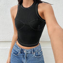 Top Sin Mangas Con Costura Eterior Para Mujer
