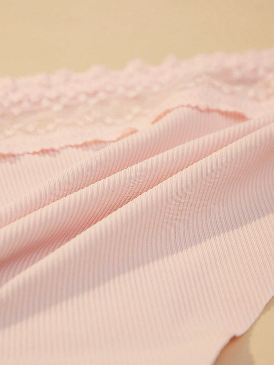 Tangas Acanaladas Para Mujer En Forma De Triangulo (3 Piezas / Set)