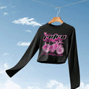 EZwear Camiseta crop con estampado de motocicleta y letra
