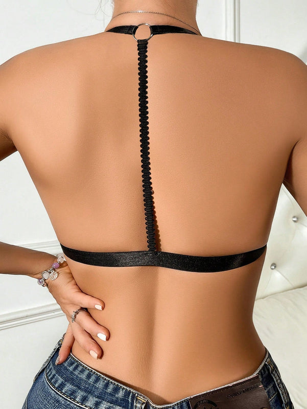 Sujetador Halter Con Anillo Redondo Para Mujeres