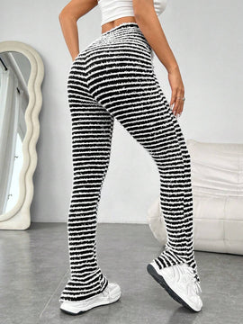EZwear Pantalones Con Costura Lateral Y Dobladillo Con Abertura