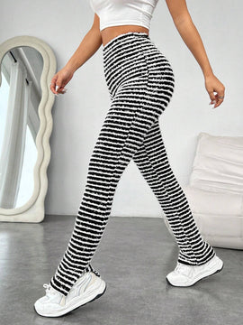 EZwear Pantalones Con Costura Lateral Y Dobladillo Con Abertura