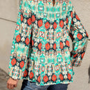 LUNE Camisa De Manga Abullonada Con Estampado Floral Completo Y Detalle De Dobladillo Con Volantes