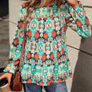 LUNE Camisa De Manga Abullonada Con Estampado Floral Completo Y Detalle De Dobladillo Con Volantes