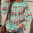 LUNE Camisa De Manga Abullonada Con Estampado Floral Completo Y Detalle De Dobladillo Con Volantes