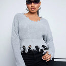 SXY Jersey De Cuello En V Con Acabado Desgastado