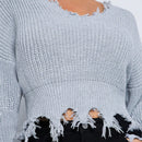 SXY Jersey De Cuello En V Con Acabado Desgastado