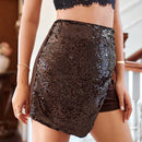 BAE Falda Pantalon De Mujer Con Diseno Patchwork Brillante Y Asimetrico