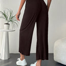 Pantalones de pierna ancha con cordon delantero tejido de canale