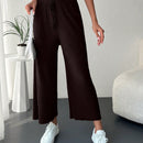 Pantalones de pierna ancha con cordon delantero tejido de canale